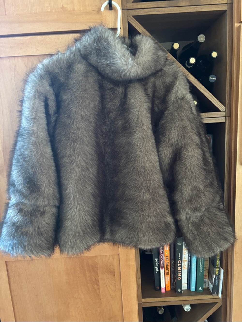 Plush Faux Fur Jacket in Gray-Brown